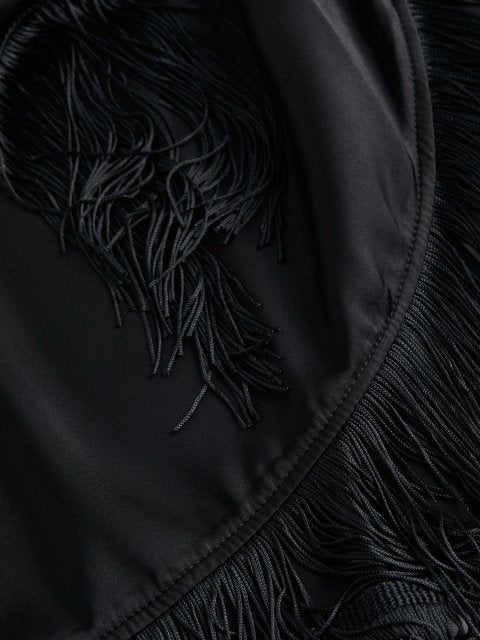 H&M Fringe-Trimmed Satin Wrap Dress