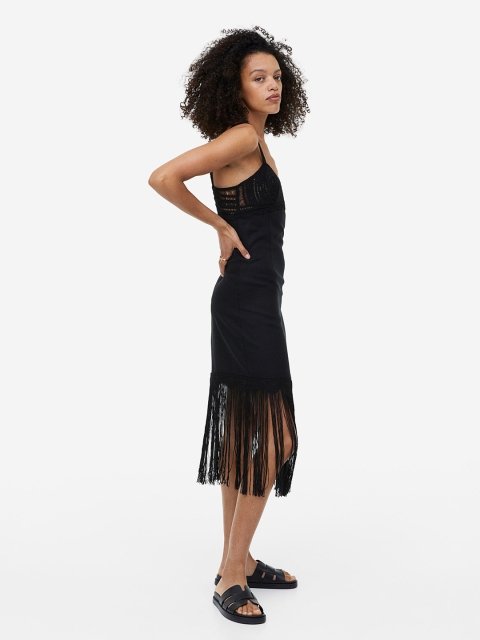 H&M Fringed Linen-Blend Dress