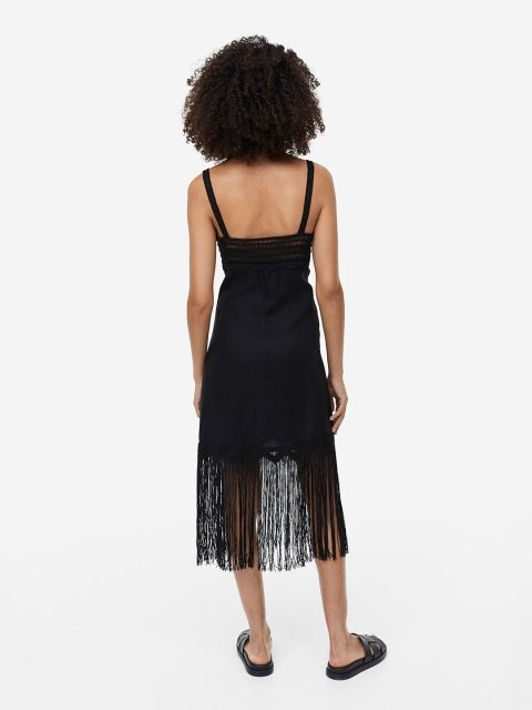 H&M Fringed Linen-Blend Dress