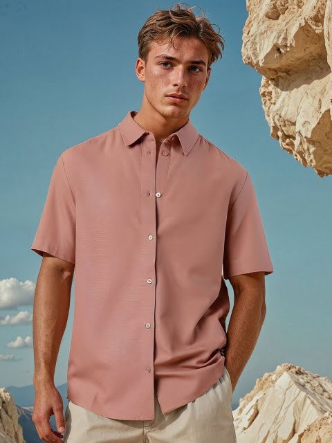 H&M Half Sleeve Linen Blend Shirt
