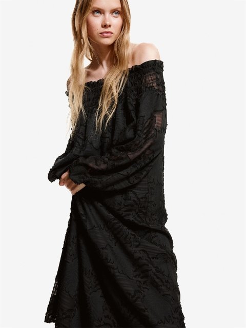 H&M Jacquard-Weave Off-The-Shoulder Dress