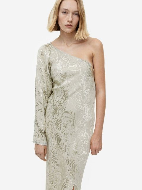 H&M Jacquard-Weave One-Shoulder Dress