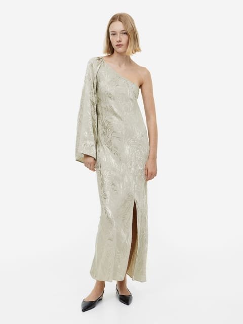 H&M Jacquard-Weave One-Shoulder Dress