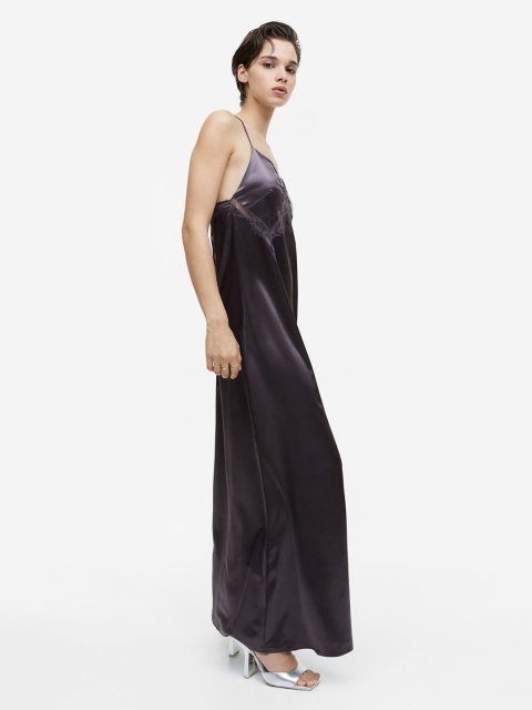 H&M Lace-Detail Satin Slip Dress