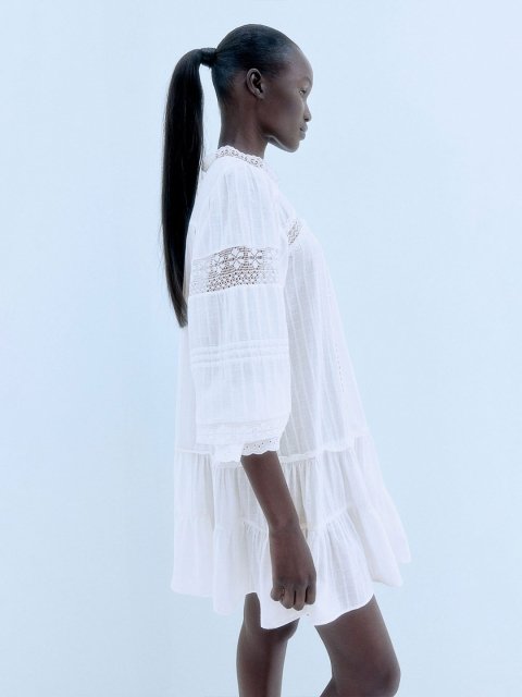 H&M Lace-Trimmed Cotton Dress