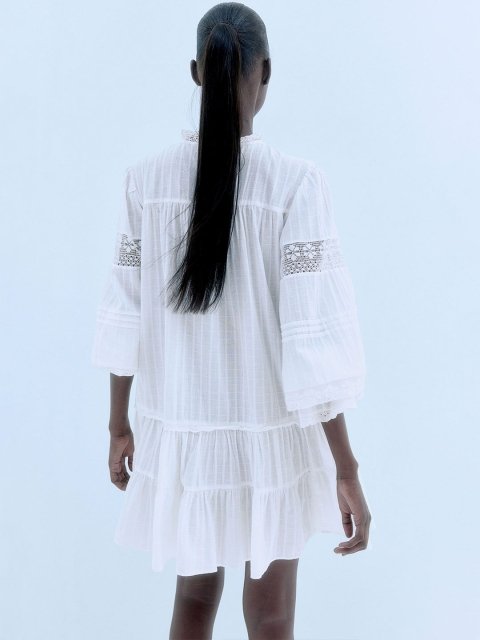 H&M Lace-Trimmed Cotton Dress