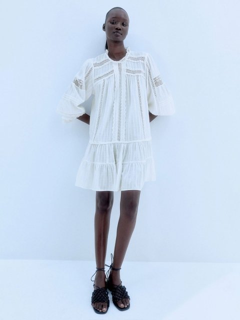 H&M Lace-Trimmed Cotton Dress