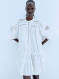 H&M Lace-Trimmed Cotton Dress