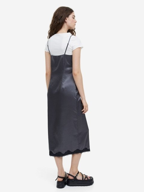 H&M Lace-Trimmed Satin Slip Dresses