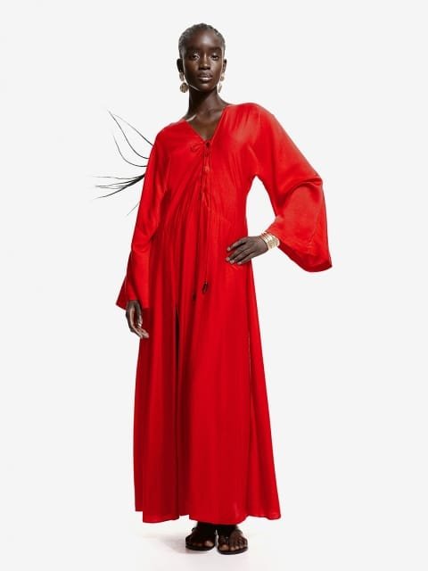 H&M Lace-up kaftan dress