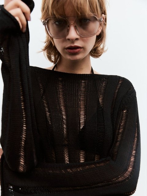 H&M Ladder-Stitch Knitted Semi-Sheer Maxi Dress