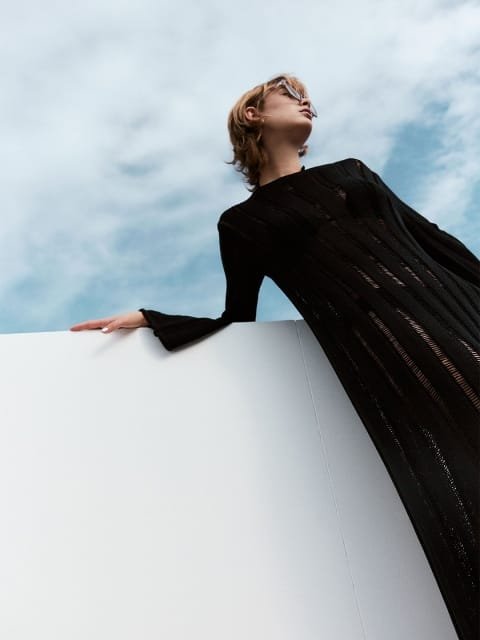 H&M Ladder-Stitch Knitted Semi-Sheer Maxi Dress