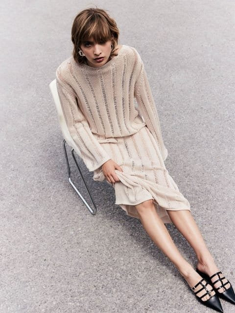 H&M Ladder- Stitch- Look Knitted Dress