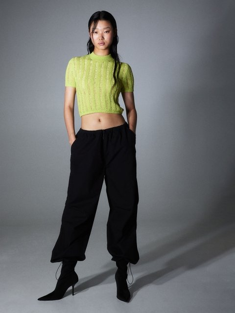 H&M Ladder Stitch-Look Knitted Top