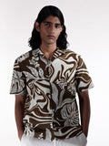 H&M Linen Blend Abstract Print Resort Shirt