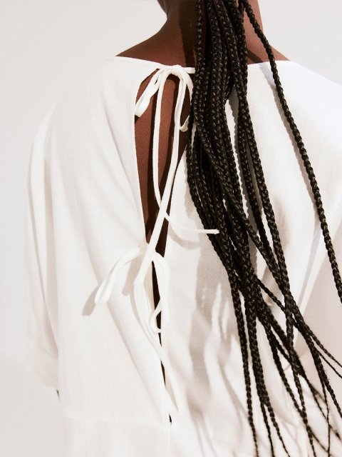 H&M Linen-Blend Broderie Anglaise Dress