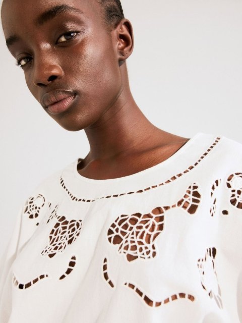H&M Linen-Blend Broderie Anglaise Dress