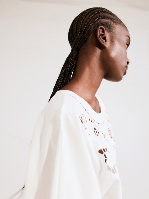 H&M Linen-Blend Broderie Anglaise Dress