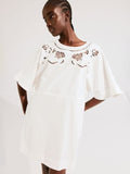 H&M Linen-Blend Broderie Anglaise Dress