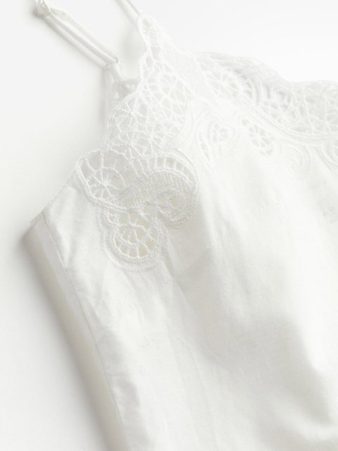 H&M Linen-Blend Embroidered Dress