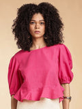 H&M Linen Blend Peplum Top