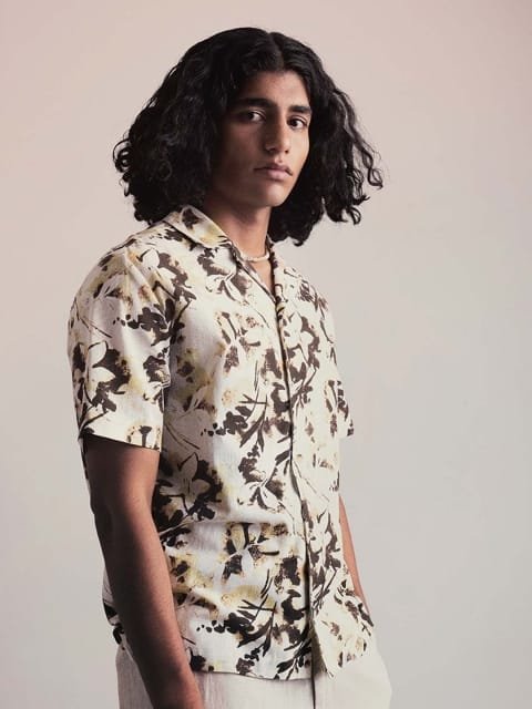 H&M Linen Blend Printed Resort Shirt