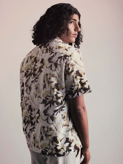 H&M Linen Blend Printed Resort Shirt