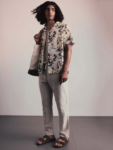 H&M Linen Blend Printed Resort Shirt