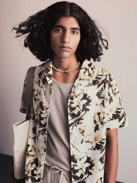 H&M Linen Blend Printed Resort Shirt