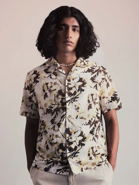 H&M Linen Blend Printed Resort Shirt