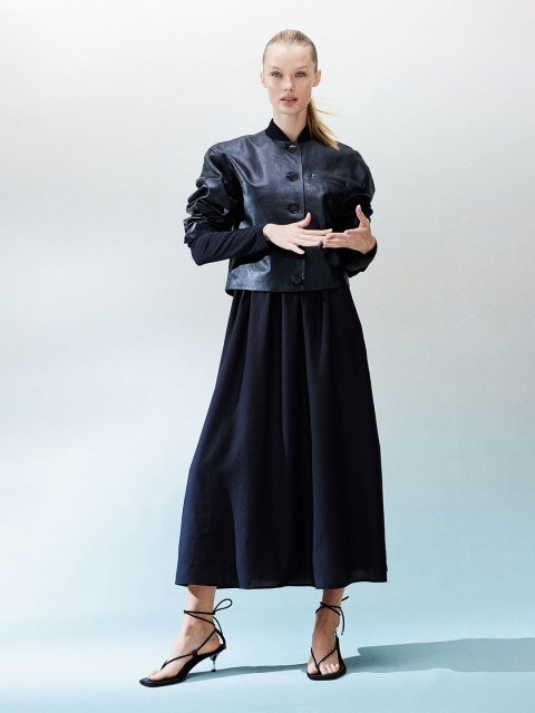 H&M Long Sleeve Fit and Flare Midi Dress