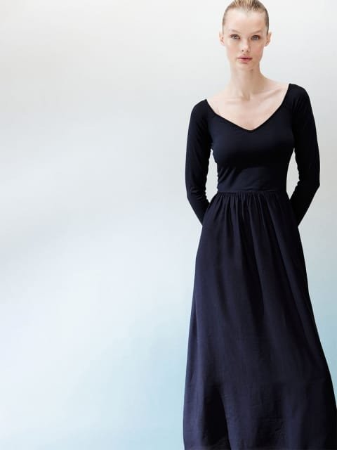 H&M Long Sleeve Fit and Flare Midi Dress