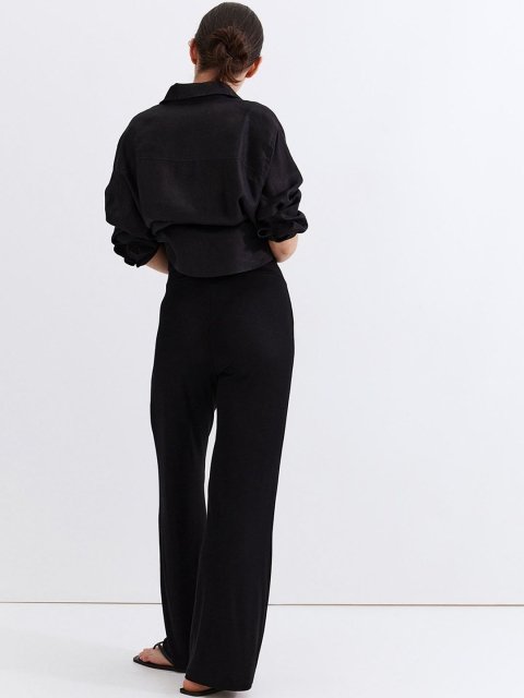 H&M MAMA Before & After Ribbed High-Rise Jersey Trousers