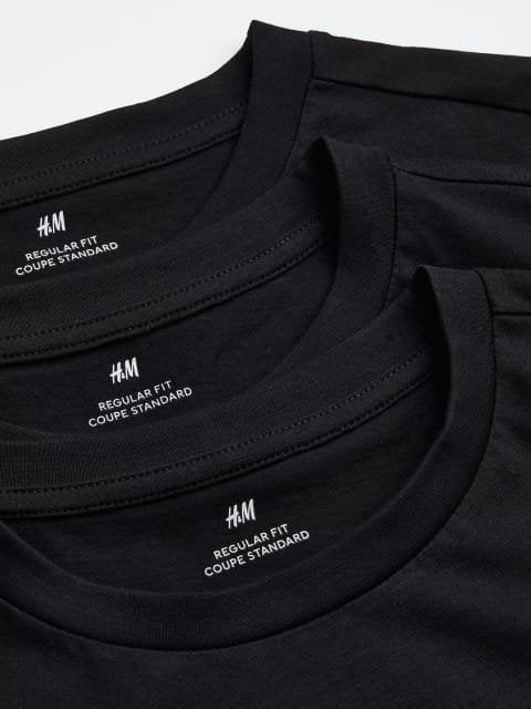 H&M Men 3-Pack Regular Fit Round-Neck T-Shirts