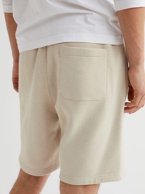 H&M Men Beige Solid Regular Fit Sweatshirt Shorts