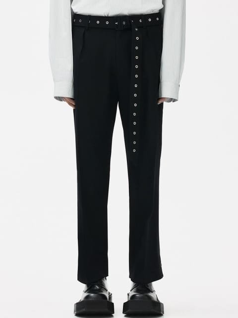 H&M Men Belted Wool Trousers