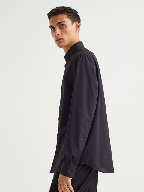 H&M Men Black COOLMAX Regular Fit Shirt