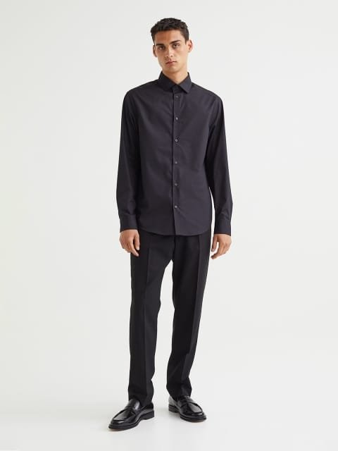 H&M Men Black COOLMAX Regular Fit Shirt