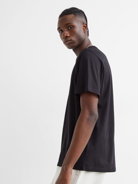 H&M Men Black Regular Fit COOLMAX T-shirt