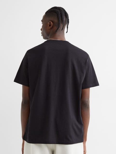H&M Men Black Regular Fit COOLMAX T-shirt