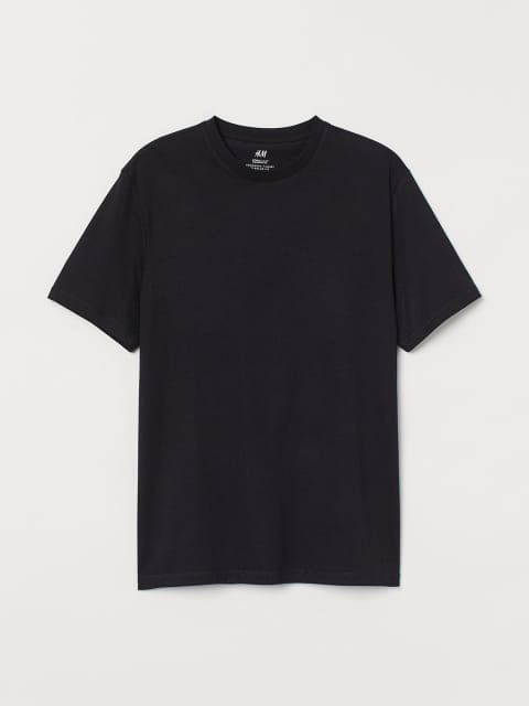 H&M Men Black Regular Fit COOLMAX T-shirt