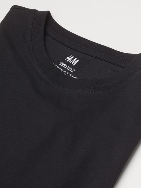 H&M Men Black Regular Fit COOLMAX T-shirt