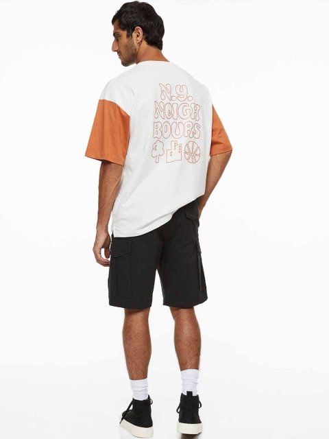 H&M Men Black Regular Fit Cotton Cargo Shorts