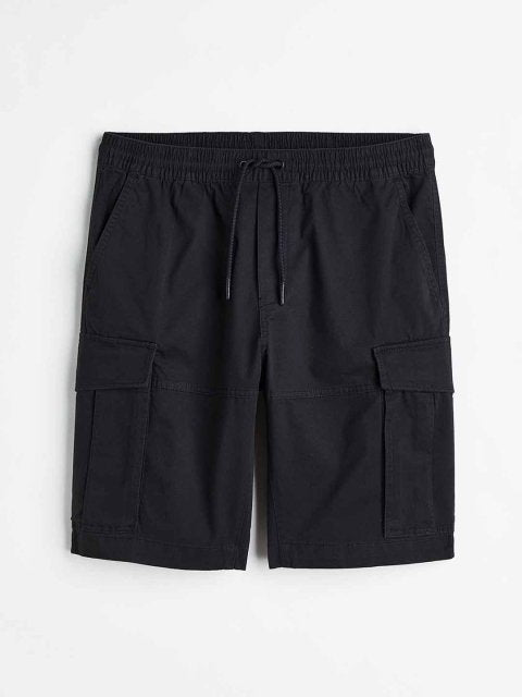 H&M Men Black Regular Fit Cotton Cargo Shorts