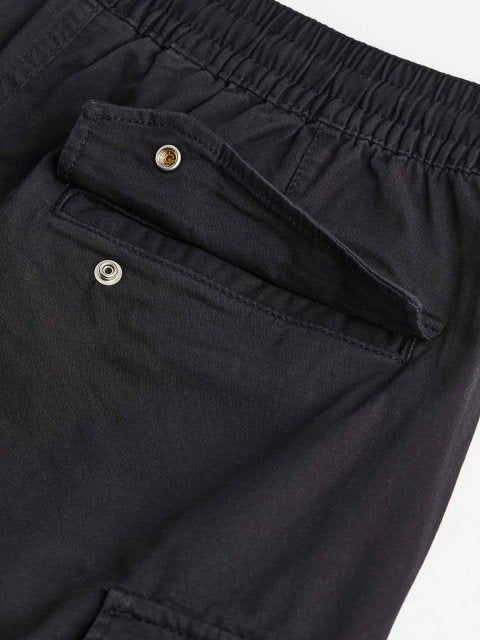 H&M Men Black Regular Fit Cotton Cargo Shorts