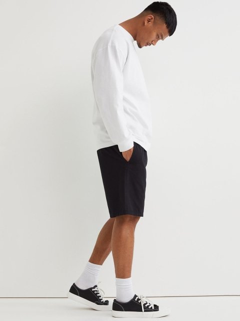 H&M Men Black Regular Fit Cotton Shorts