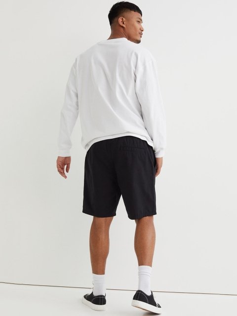H&M Men Black Regular Fit Cotton Shorts