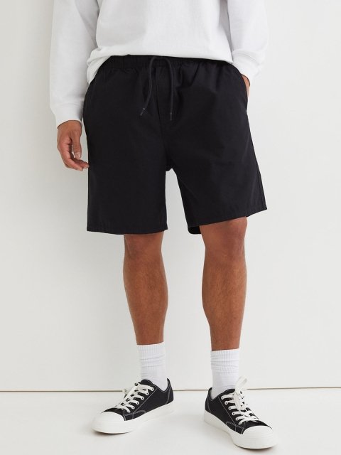 H&M Men Black Regular Fit Cotton Shorts