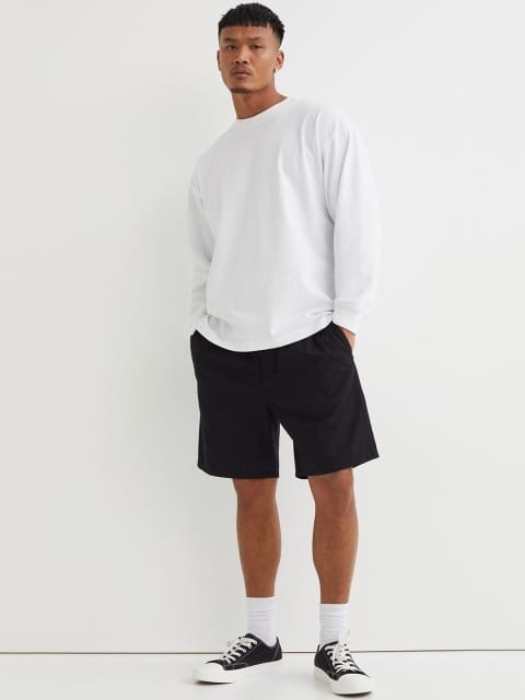 H&M Men Black Regular Fit Cotton Shorts
