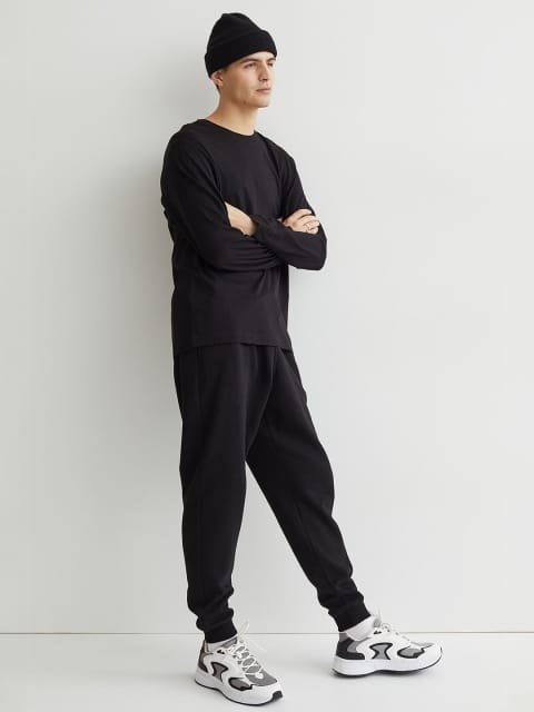 H&M Men Black Regular Fit Jersey Top